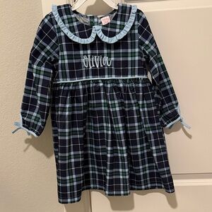 Plaid Long Sleeve Kids Dress